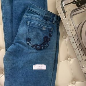 Gold sign straight bootleg jeans